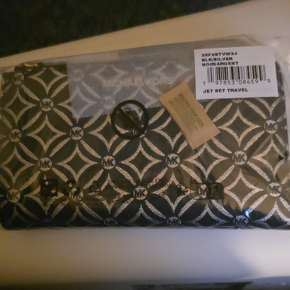 Michael Kors Black and Silver Geometric Clutch
